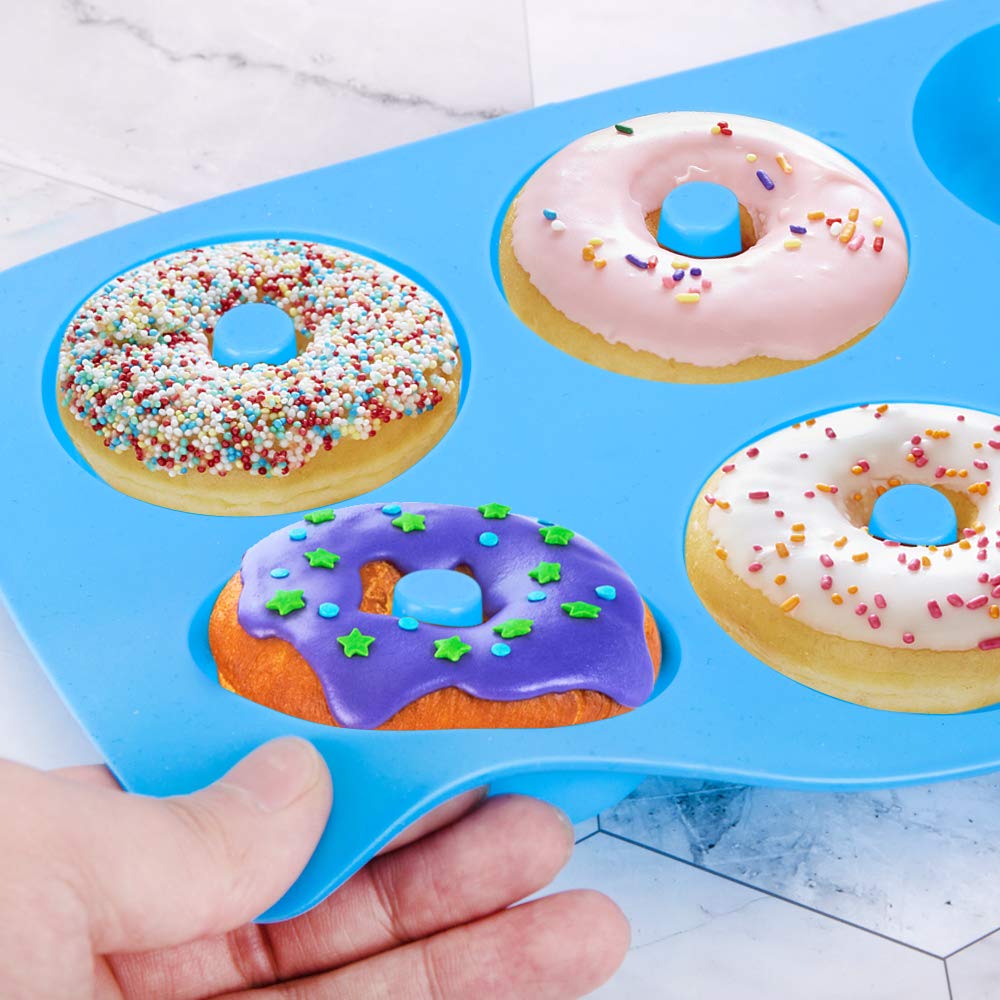 6-See-Silikon-Krapfen-bilden, Backform, antihaftbeschichtet, zum Backen, Gebäck, Schokolade, Kuchen, Nachtisch, DIY-Dekoration, Werkzeuge, Bagels, Muffins, Donuts