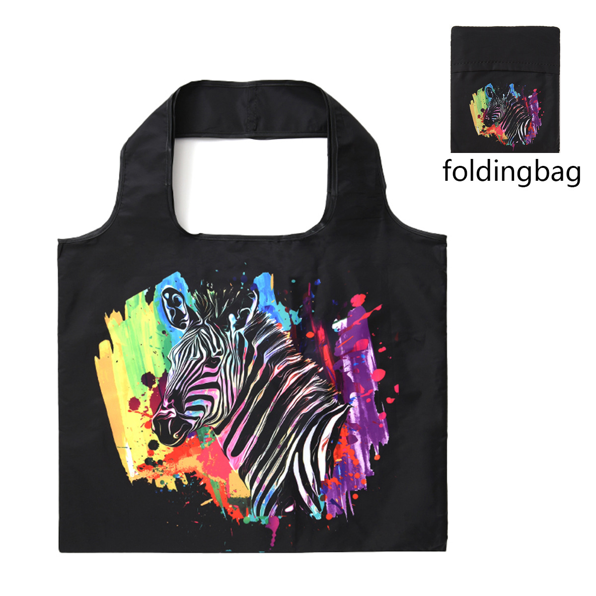 Van Gogh Hand Painted Oil Painting Shopping Bag Famous Painting Pattern Storage Bag Portable Foldable Travel Bag One Shoulder: SKY BLUE