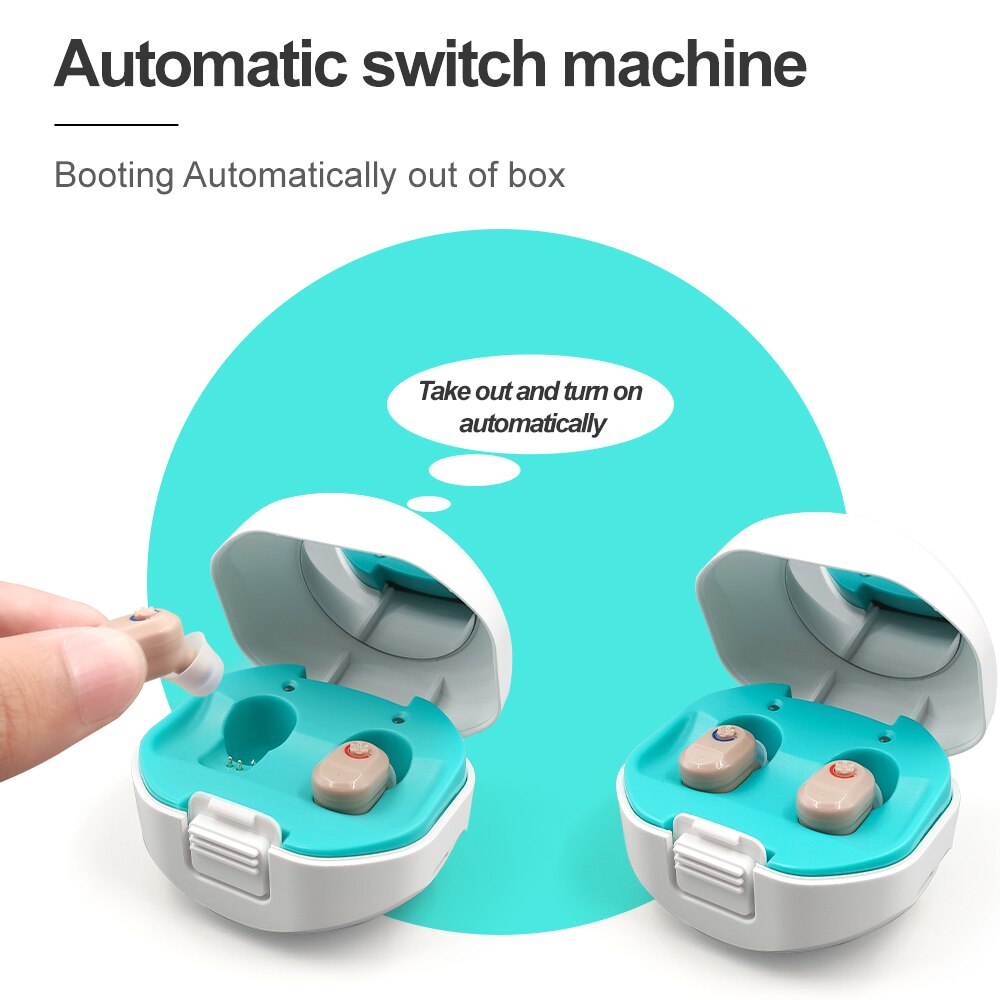 Intelligente Stijl Gehoorapparaat Oplaadbare Low-Noise Brede Frequentie Een Klik Bediening Geluidsversterkers Deaf Hearing aids