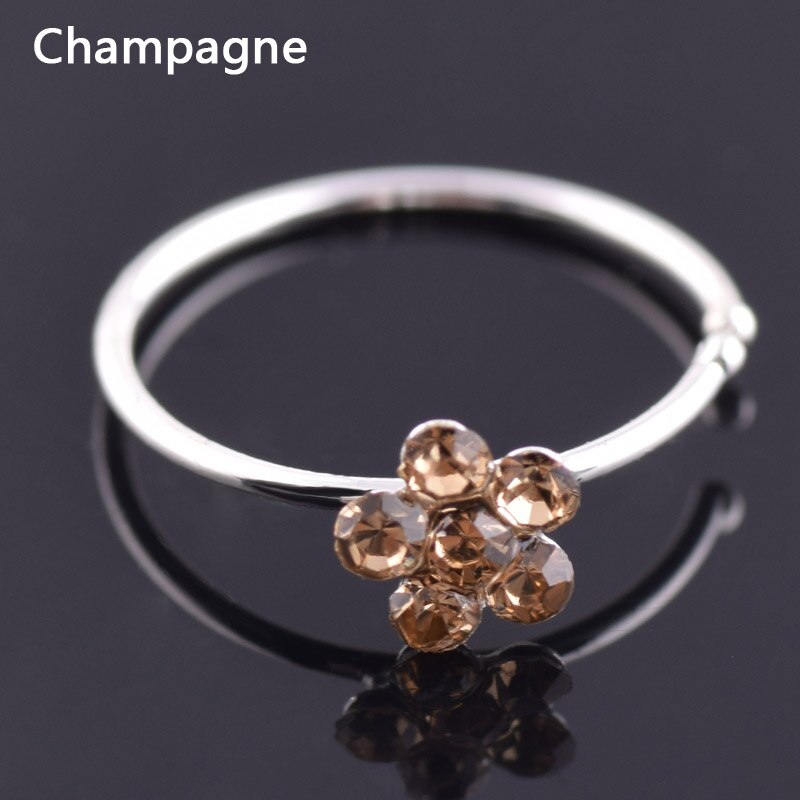 1pc kvinder smykker ring krystal blomster charme næse ring krop smykker: Champagne
