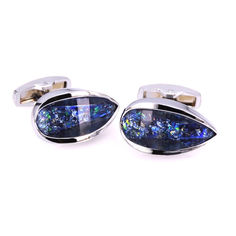 Boutons de manchette français pour chemise et chapeau, accessoires en cristal bleu, bijoux de Couple, de mariage