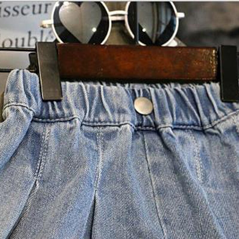 Flicka tutu kjolar sommar bebis flicka kjol söta barn denim modis knapp jeans kjol culottes korta barnkläder