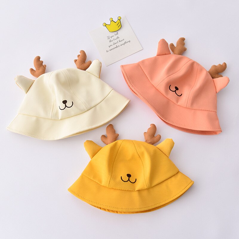 2022 Baby Bucket Hat Summer Leisure Sun Cap Animal Embroidery Boys Girls Fisherman Hats Kids Wide Brim Panama Caps