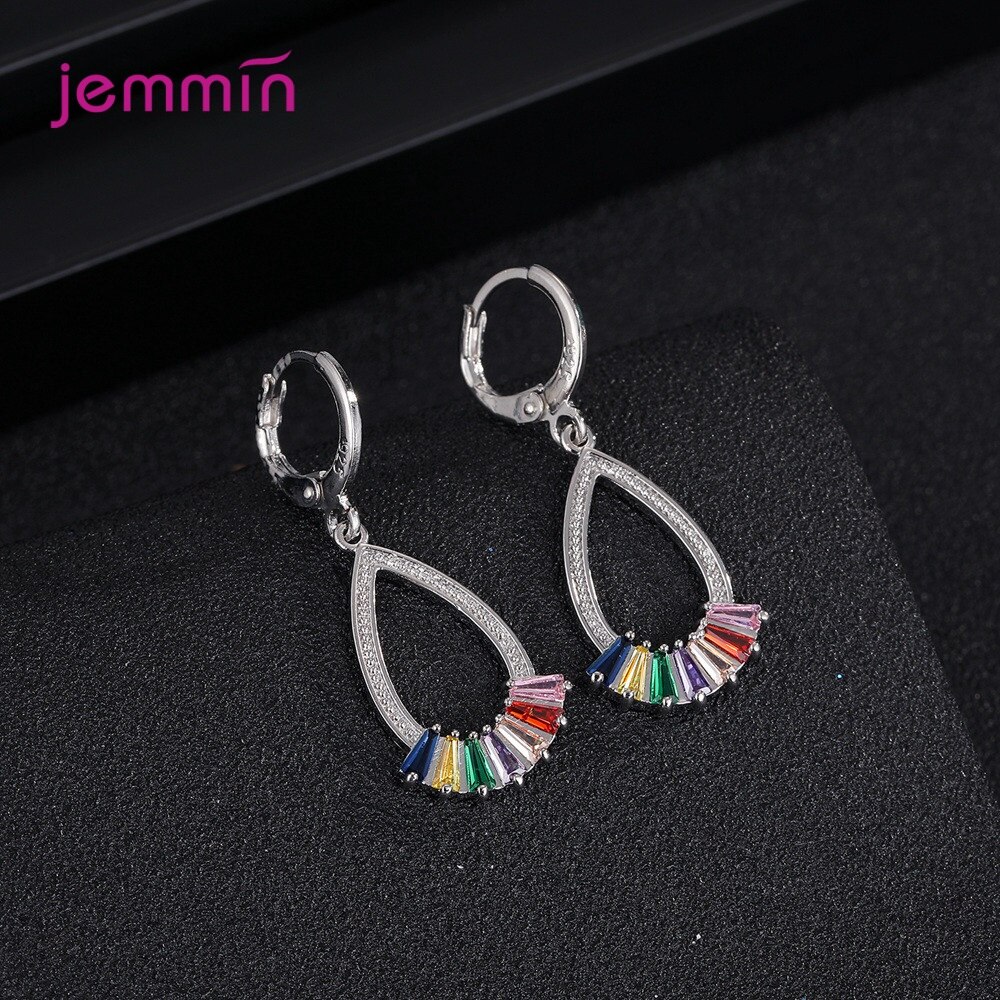 Joyería de plata de ley 925 con cristal transparente para mujer, colgante, collar, pendientes, pendientes de , novedad