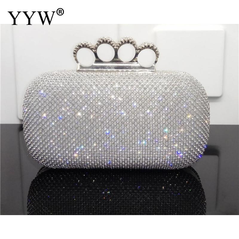 Pochette de soirée pour femmes, diamants argentés strass, cristal, portefeuille de jour, bourse pour mariage, Banquet