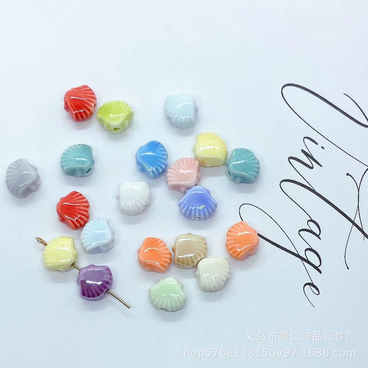 10pcs/lot 10x12MM Small Shell Beads Charms Ceramic Spacer Loose Beads For Jewelry Making DIY Bracelet Earring Accessories: PURPLE