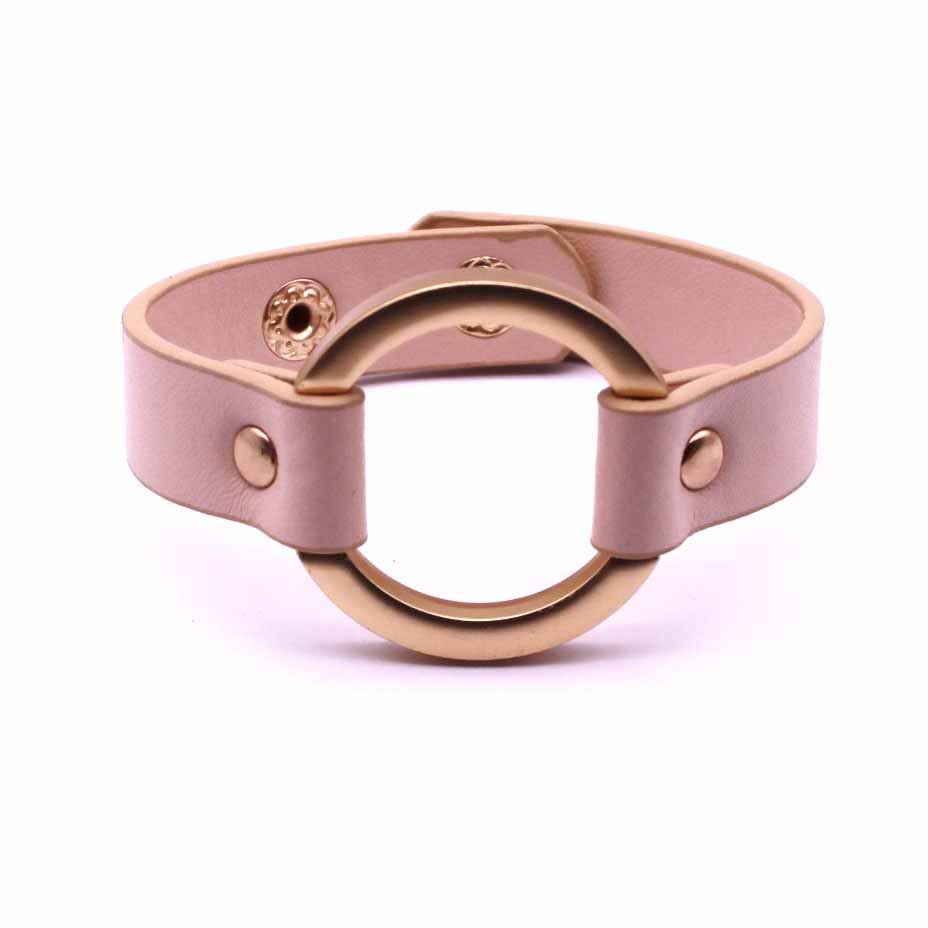 D&d pu læder armbånd til kvinder bred cirkel spænde charme justerbar wrap armbånd kvinder smykker: 4