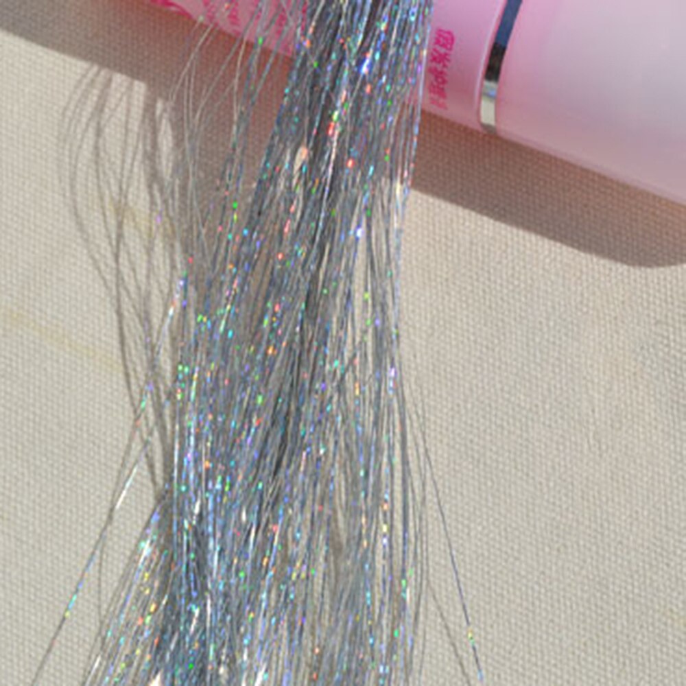 Glitter hår glitter bling hår dekoration syntetiskt hår glitter regnbåge glitter extensions falska hårstrån festaccessoarer: 05