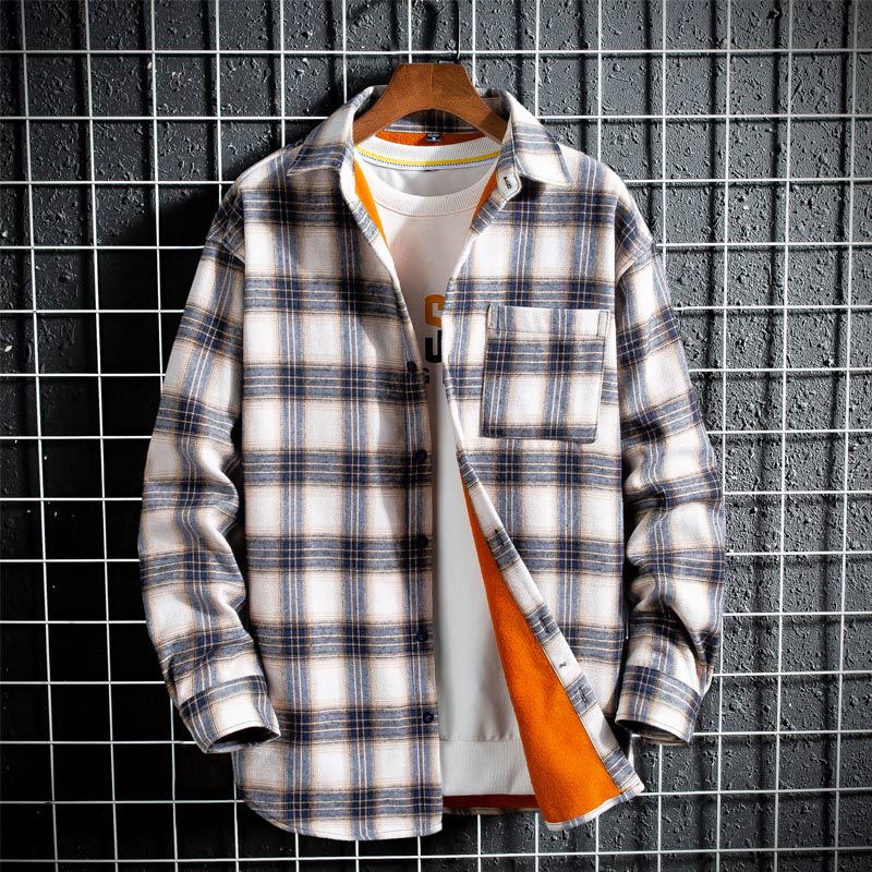 Chemise chaude pour hommes, en velours Plus épais, à carreaux, à manches longues, à la , taille Plus, collection automne et hiver L-5XL: Kaki / L