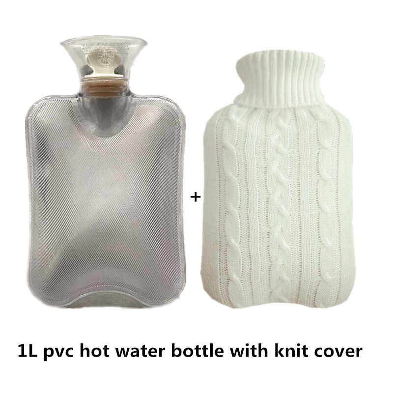 2000ml madecial pvc garrafa de água quente (azul) saco de água quente com capa de malha de china saco de água quente de borracha: 1000ml white