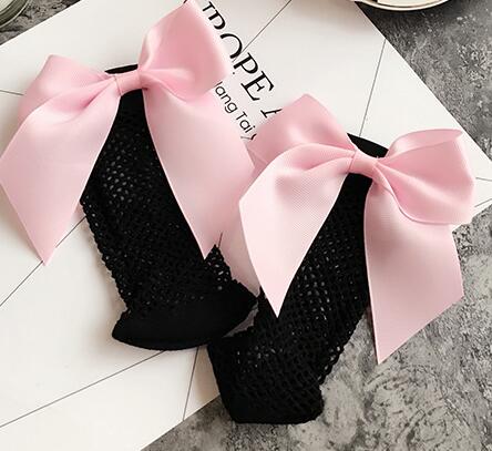 Kobiety skarpetki do kostek typu kabaretki z falbaną siatki koronki Bowknot krótkie skarpetki skarpety sportowe siatki siatki skarpetki damskie dziewczyny łuk Sox Flamesocks: Pink mid