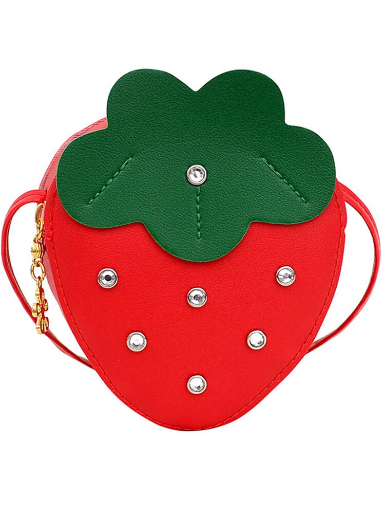 Borsa a tracolla per bambini nuovi borse per ragazze gialle borsa per fragole carina ragazzo ragazza borsa portamonete pacchetto decorativo: Red