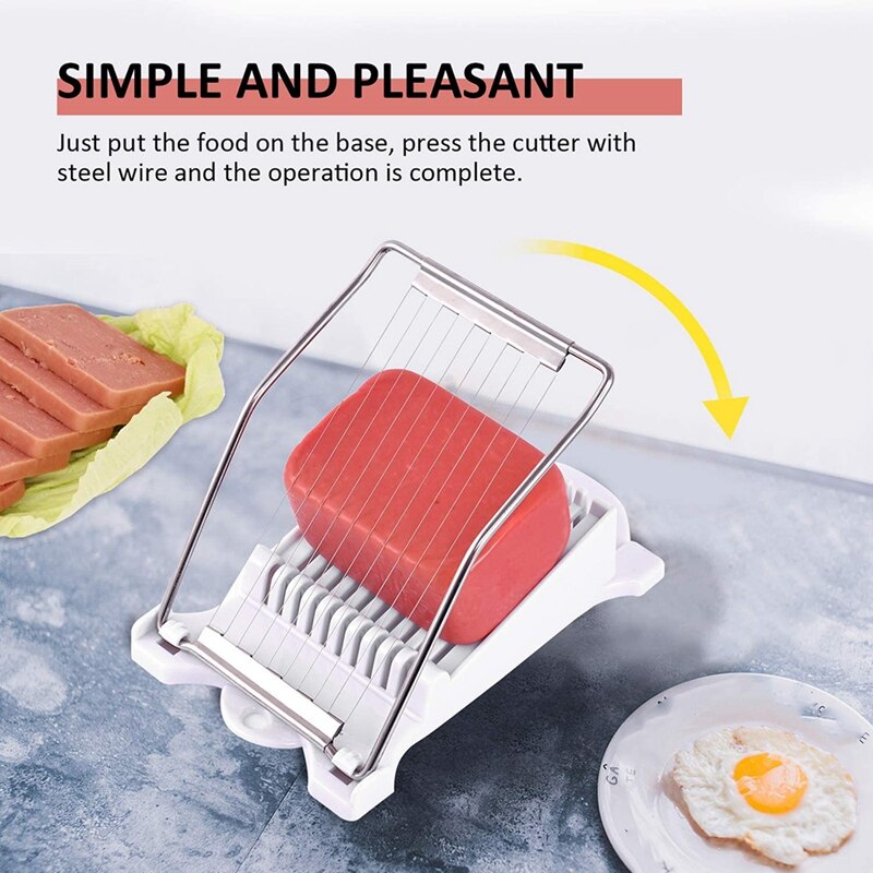 Slicer for Cutting Spam Ham Luncheon Meat Boiled Eggs Cucumber Strawberry Bananas Made By ABS and Stainless Steel Wire