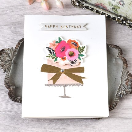 4pcs Flower Mini Greeting Card Happy Birthday Small Card Kids Good Luck Message For You Card: MINI-1921 II 02
