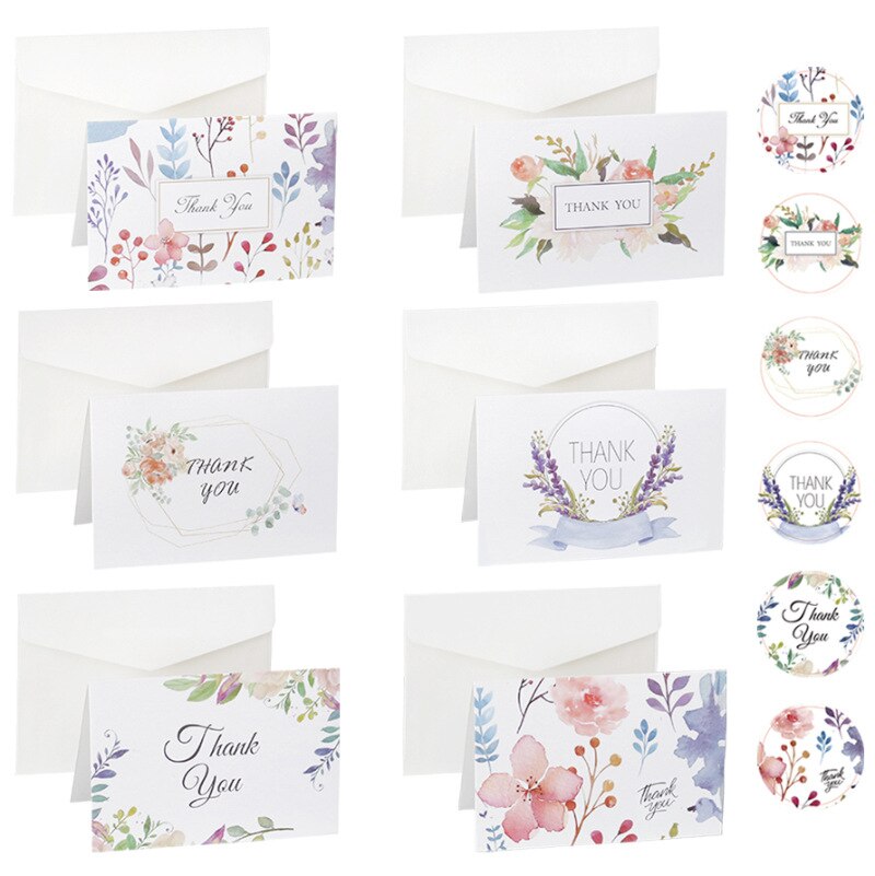 6 sæt blomsterkaktus tak gfit bryllupsfest invitation med konvolutter klistermærker tomme inde i postkort foldet lykønskningskort: 1