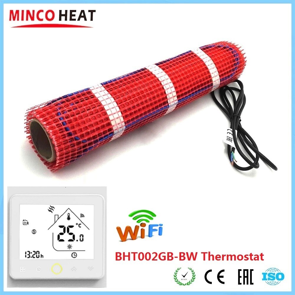 MINCO HEAT 50cmX2m 1m2 Underfloor Heating Warm Mat 150w/m2 Electric Heater Under Tile with Smart WiFi Thermostat