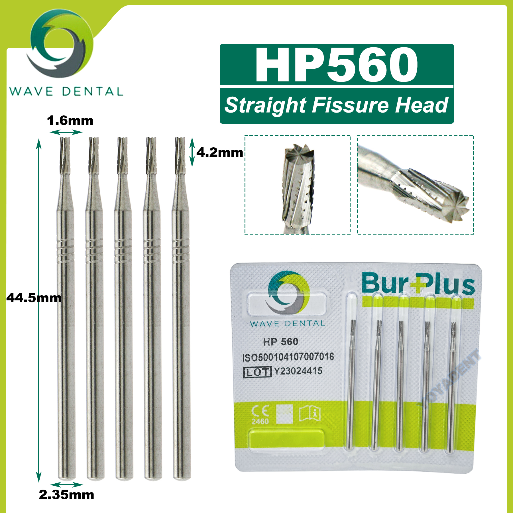 Fraises dentaires en carbure de tungstène WAVE, forets de dentisterie, fraise dentaire HP Dia 2.35mm pour cône à nez droit, pièce à main à basse vitesse 5 pièces/paquet: Brun clair