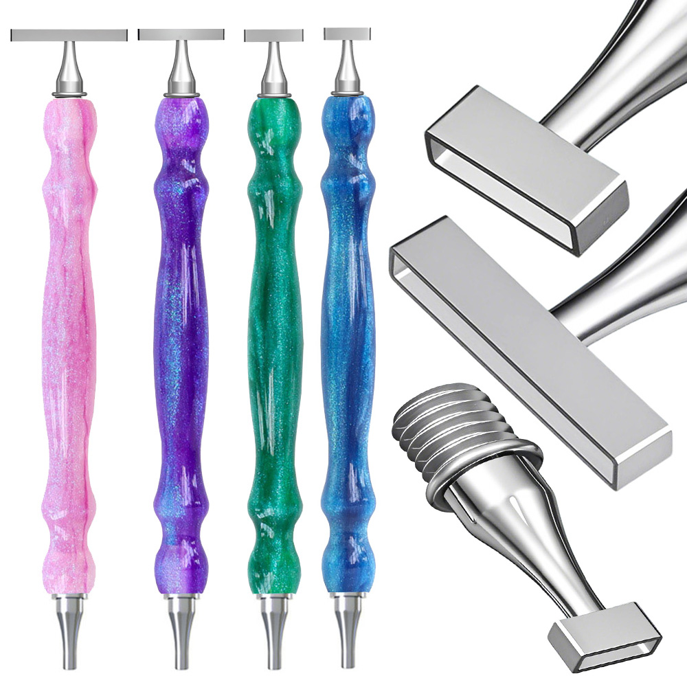 Caneta de broca de ponto de pintura de diamante de resina ergonômica, ponta de caneta de aço inoxidável com rosca fina, adequada para ferramenta de pintura de diamante 5D