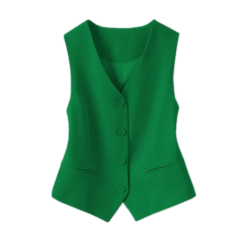 Dressvest dame v-hals enkeltspent vest vår høst temperament slank ermeløs jakke korte topper  w822