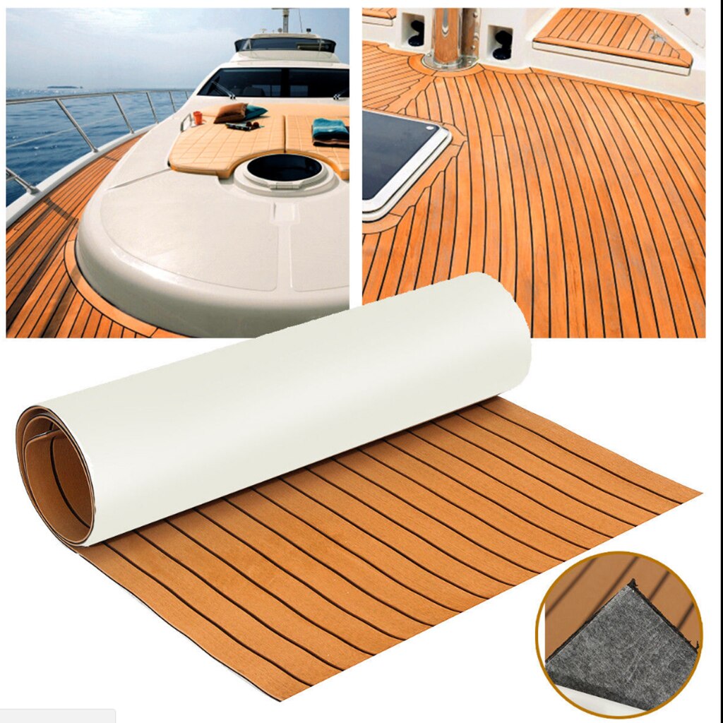 Selvklebende 600 x 2400 x 6mm teak terrassebord eva skum marine gulv faux båt: Farge 1
