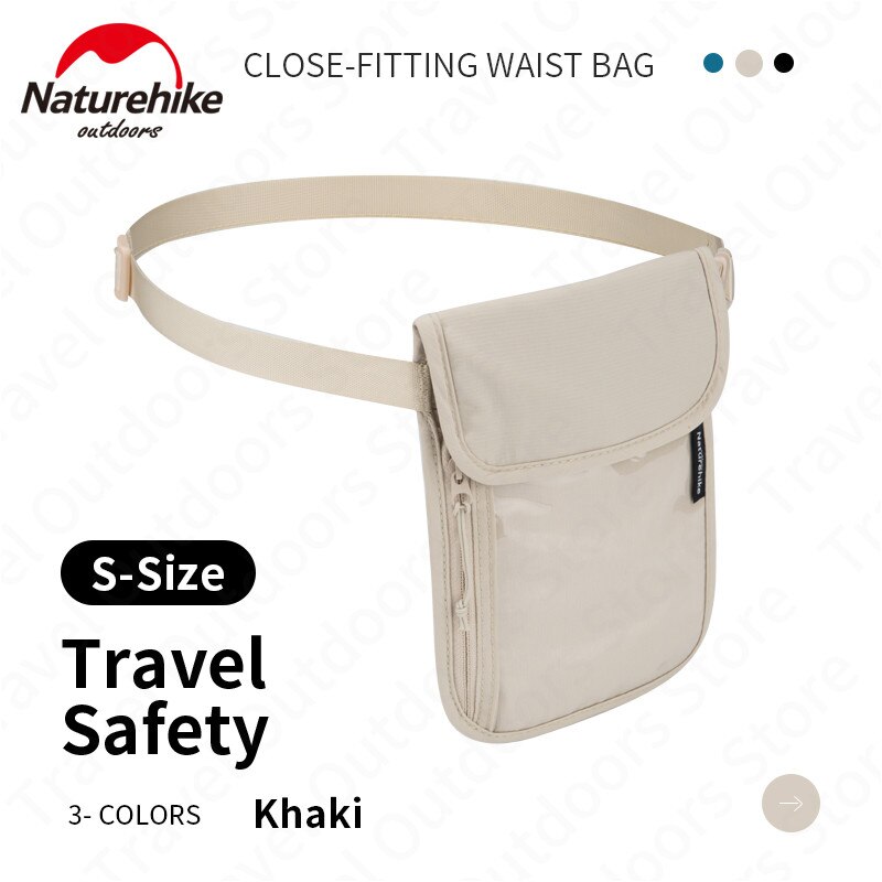 Naturehike Utomhus Anti-stöld Midjeväska - Vattentät Andningsbar Nylon Dragkedja: Khaki-S