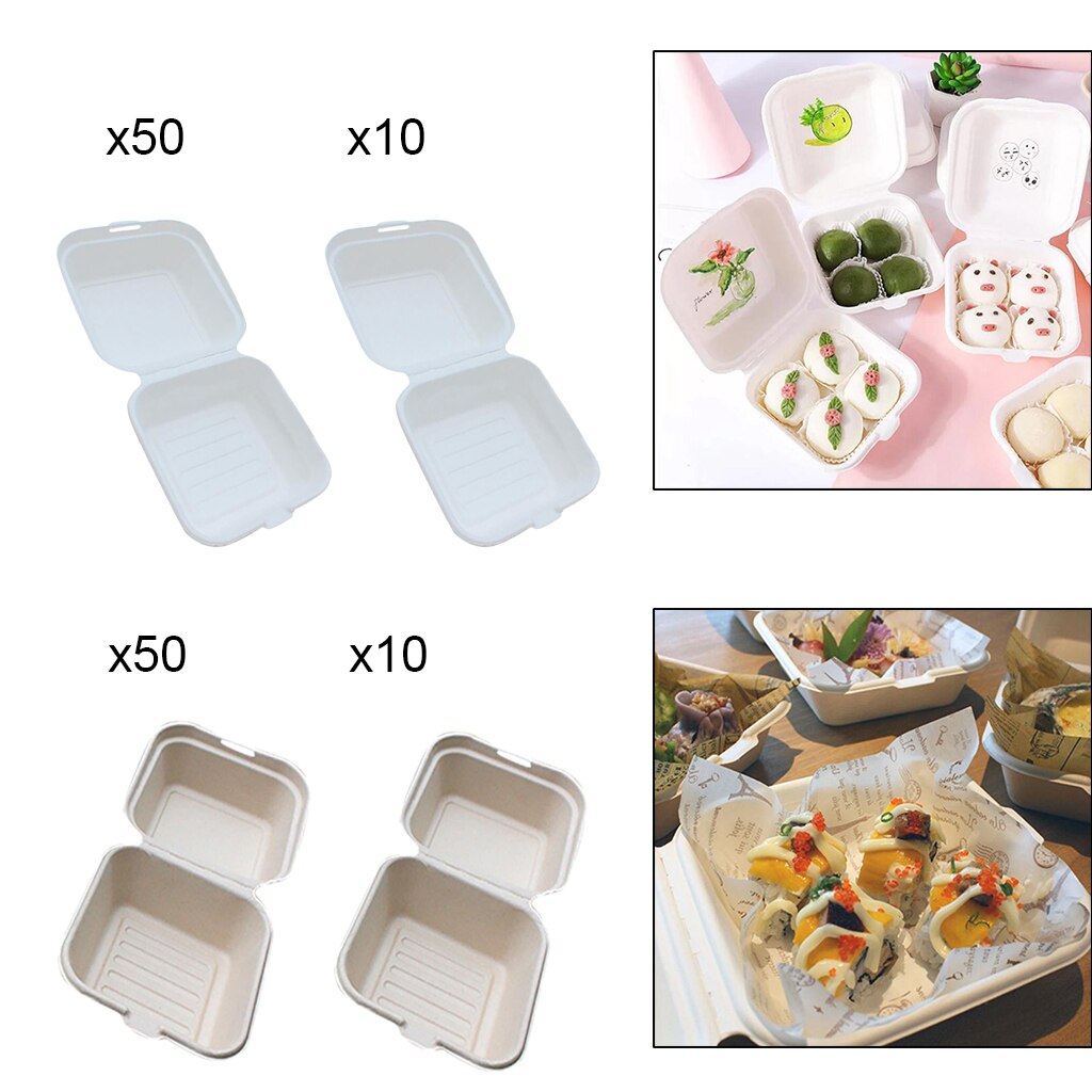 Recipientes de comida para llevar, recipiente desechable Natural, ecológico, Biodegradable