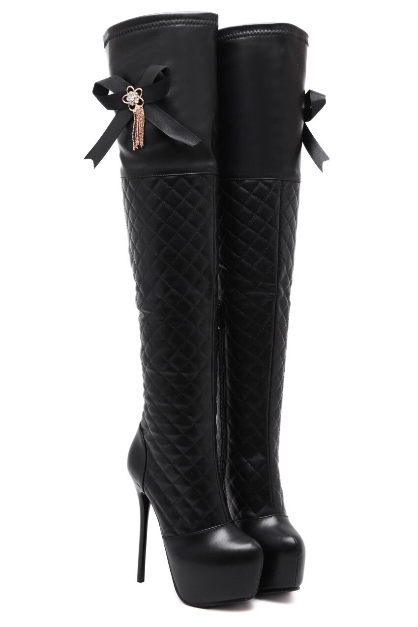nouvelles femmes Ultra-haut talon imperméable plate-forme femmes chaussures sur le genou femmes cuissardes: 7