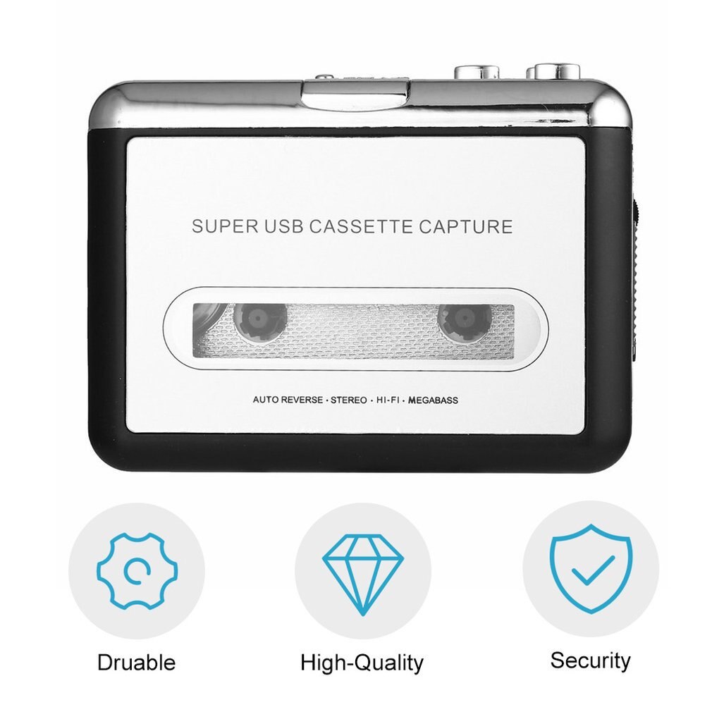 Top USB2.0 Portable Tape to PC Super Cassette To MP3 Audio Music CD Digital Player Converter Capture Recorder +Headphone