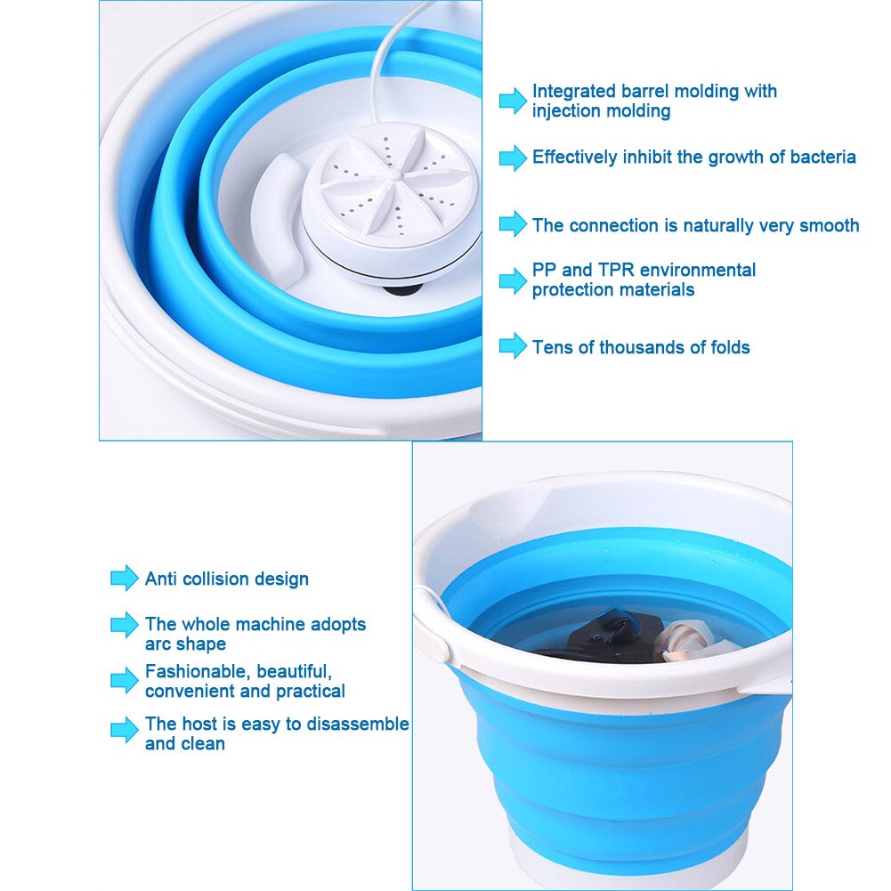Ultrasone turbines mini wasmachine appartementen usb-aansluiting draagbare kleding studentenkamers compacte slaapzalen wasserij reiniger