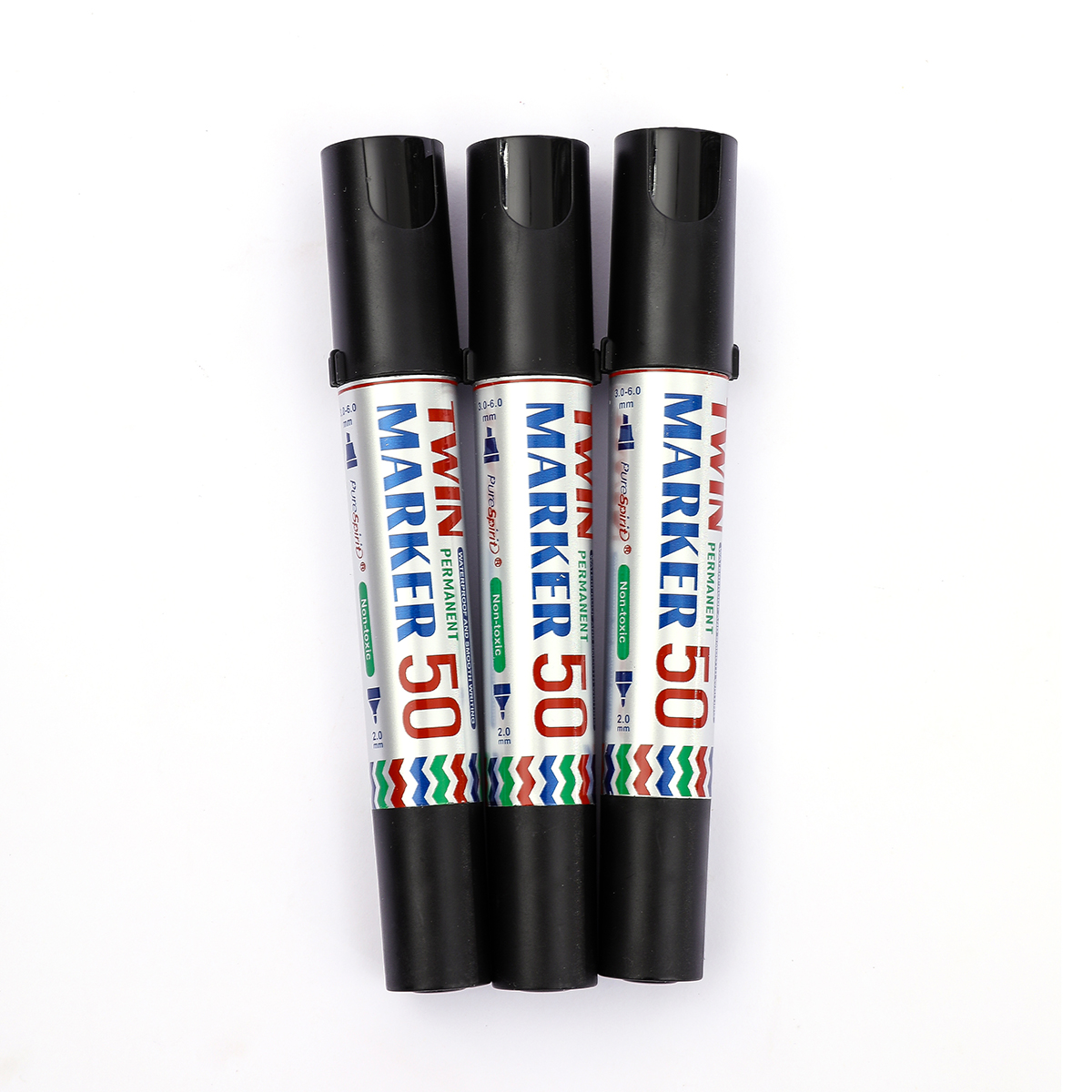 3pcs Waterproof Large Permanent Markers Dual Tips 2mm-6mm Wide Marker for Stone, Poster, Canvas, Glass, Wood, Ceramic: black