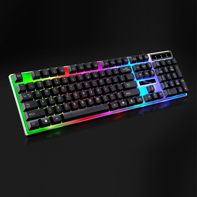 002K RGB Gaming Keyboard Backlit Wired Mechanical Feel Game Keyboard Computer Peripherals Teclado Gamer Mecanico: Black