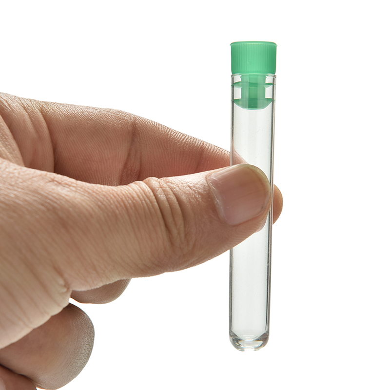 Hard plastic tube polystyrene test tube high transparency clear tubes with green caps Stopper school lab supplies 12x75mm 10 Pcs