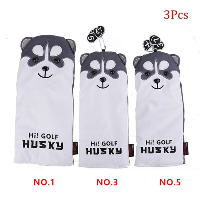 Cute Husky Golf Driver Head Cover Cartoon Animal Fairway Woods PU Leather Golf Putter Headcovers Dustproof Golf Club Covers Cool: HWWK004100004