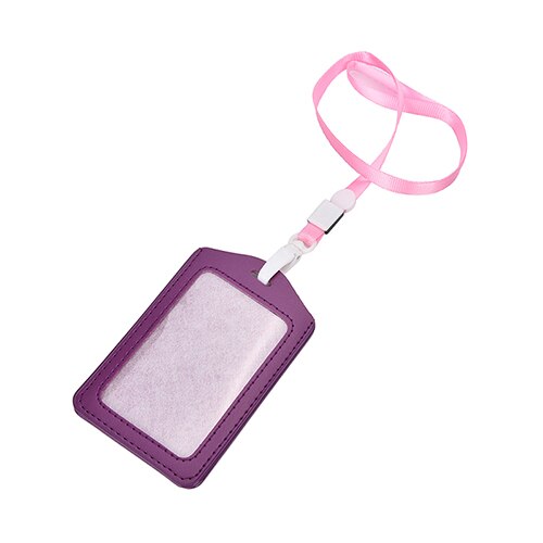 PU Leather Neck Strap Card Holder Bus ID Card Holder Business Card Case with Lanyard Credit Card Cover Metal Credit NFC Holder: Purple