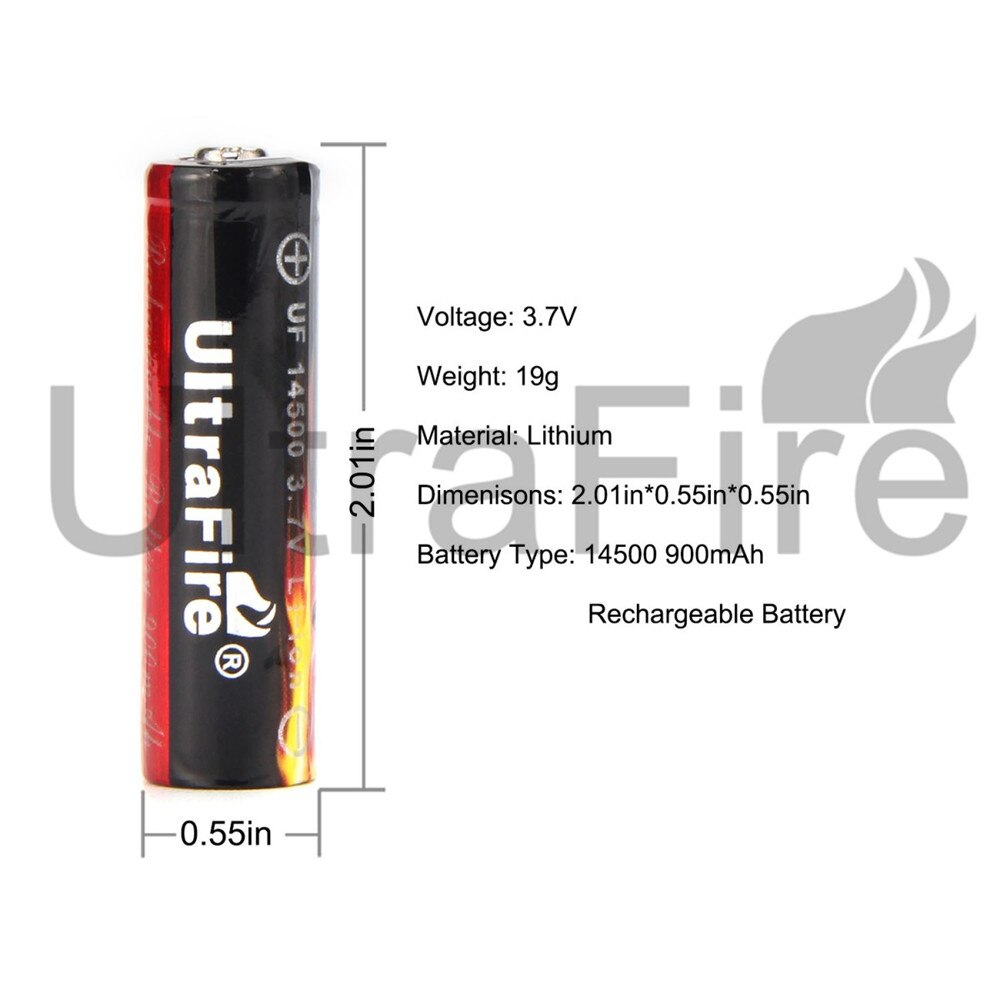 Ultrafire 14500 Battery 900mAh 3.7V lithium ion Rechargeable Battery Torch Lantern Charging Bank Battery