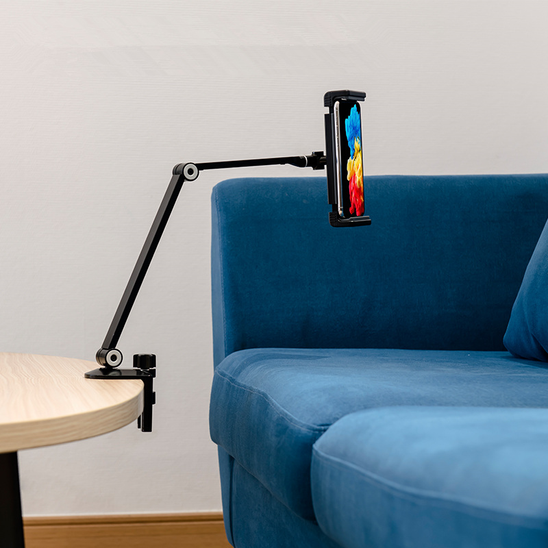 Desk Clamp Tablet Stand Aluminum Rotating Arm Adjustable Mobile Phone Holder Table Mount for 4 - 13 '' iPhone iPad