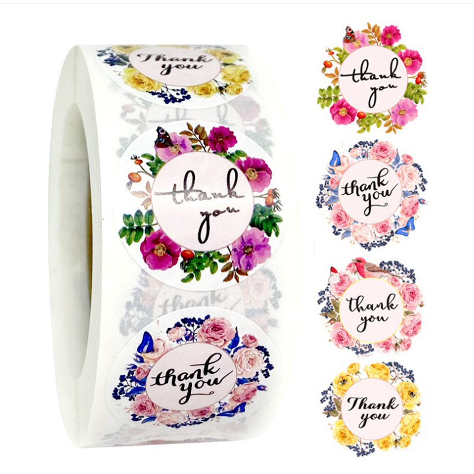 500x Thank You Stickers Kraft Paper Labels Craft Wedding Birthday Decoration