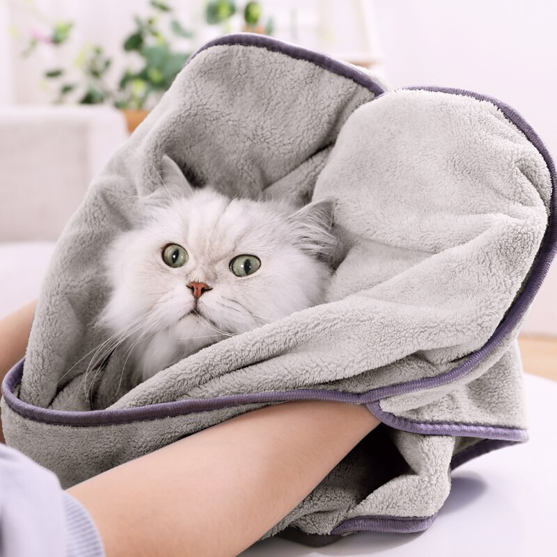 Hoopet Hond Kat Handdoek Huisdier Handdoek Snelle Droge Absorberende Haar Handdoeken Schoonmaakproducten: Grey (77x35cm)