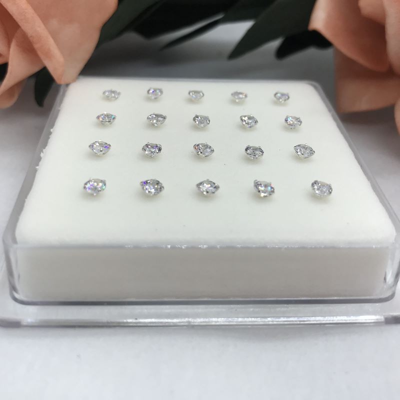 20 Stks/partij 3.0Mm Cubic Zirkoon Neus Stud 925 Sterling Zilveren Piercing Nez Neus Piercing Lichaam Sieraden