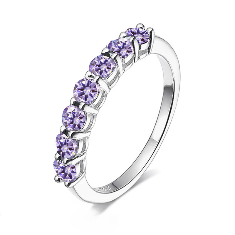 Anillo de moissanita redondo de 0,7 CT D Color VVS1 EX, anillo de eternidad de Plata de Ley 925, anillo de compromiso para mujer, banda de lujo para boda: orange / 9