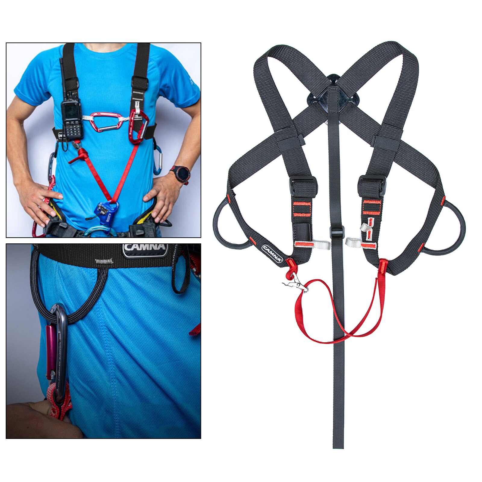 Upper Body Climbing Safety Harness Ascending Protection Fixed Belt Canyoning: Black Style 2