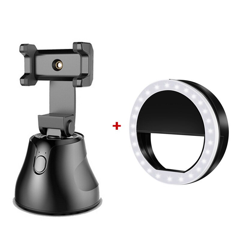 APAI Genie Gesicht Verfolgung Kamera Clever Schießen Selfie Stock 360 ° Drehung Objekt Verfolgung Halfter Gimbal für Vlog Video Rekord: schwarz mit licht