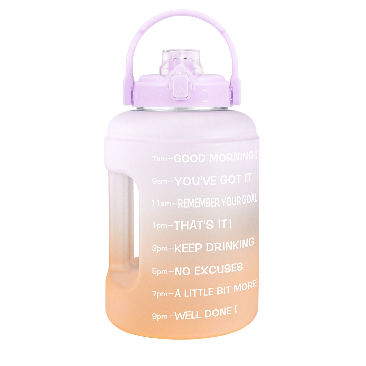 BuildLife 1 galon butelka wody 2.5L 3.78L motywacyjny z markerem czasu sport szczelne szerokie usta duży dzbanek BPA Free Fitness: 2.5L 83oz / Light Purple-Orange