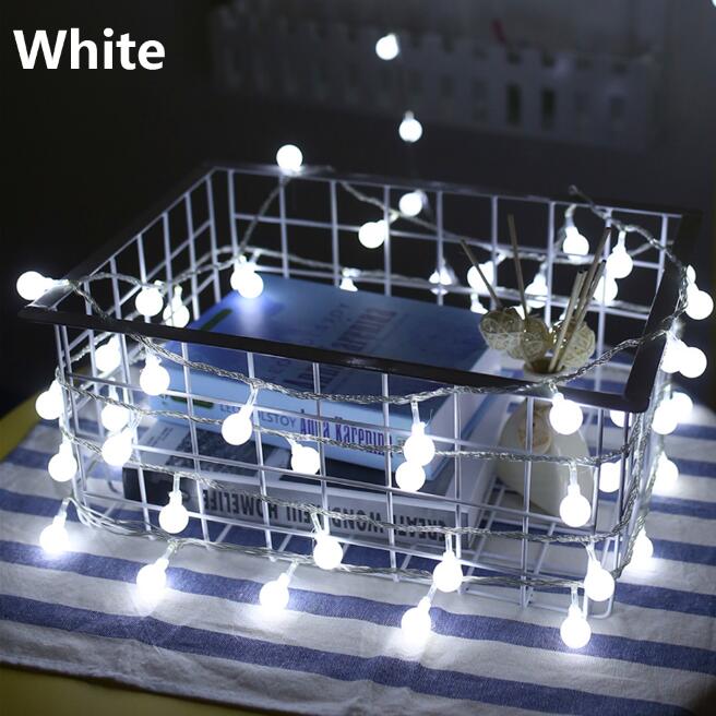 USB/Batterij Power LED Ball Garland Lights Fairy String Outdoor Lamp Thuis Kamer Kerstvakantie Bruiloft Feestverlichting Decoratie: Cold White / 41-50W / R