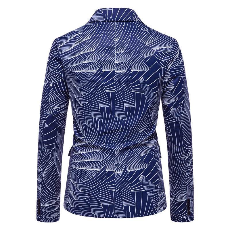 Veste Blazer à la pour hommes, manteau de costume décontracté, imprimé à rayures, à un bouton,