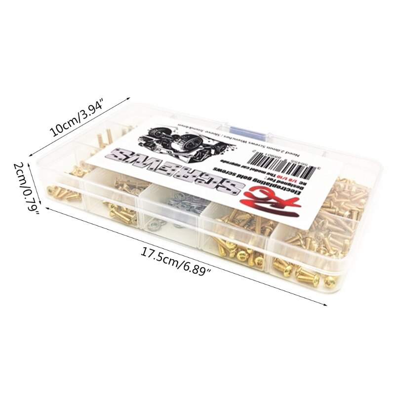 RC Car Screw Set - 1/8 1/10 Scale - Golden & Silver - Metal Box - for HSP Axial