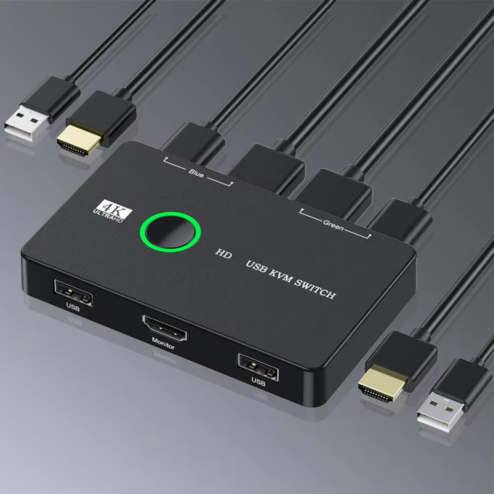 KVM Switch HDMI-Compatible 2 Port Box USB HDMI Switch for 2 Computers Share Keyboard Mouse Printer USB Swltch Splitter