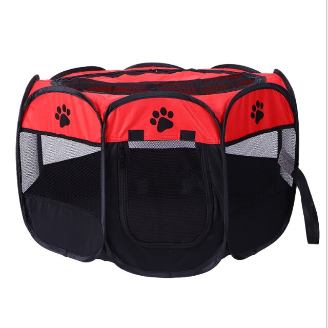 Tragbare Falten Zelt Haustier Hund Haus Käfig Hund Katze Zelt Laufstall Welpen Zwinger Achteckige Zaun Außen Haustier Liefert: red / 73x73x43cm
