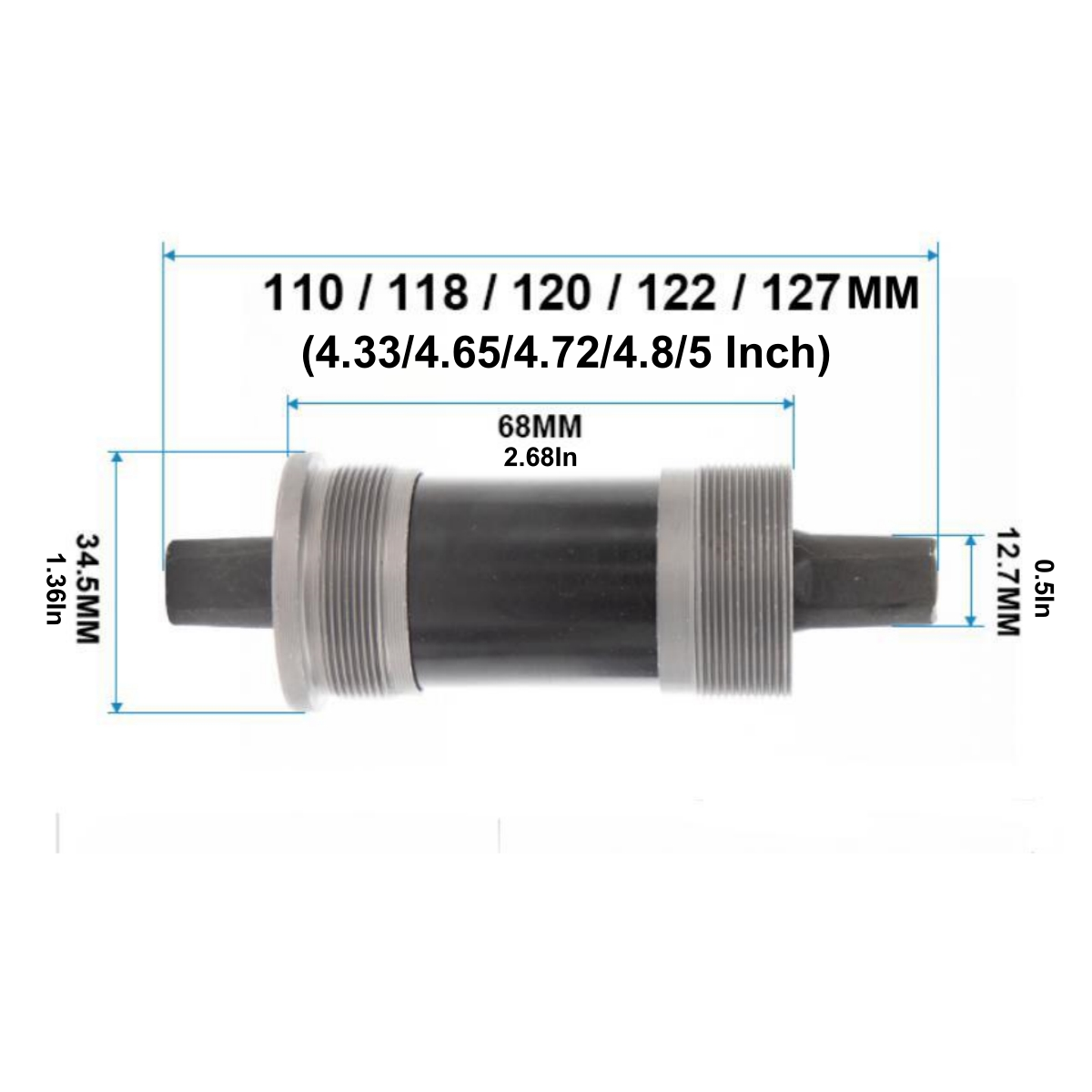 Bike Bottom Bracket,Square-Taper Bottom Bracket 68mm, 110/118/120/122/127MM