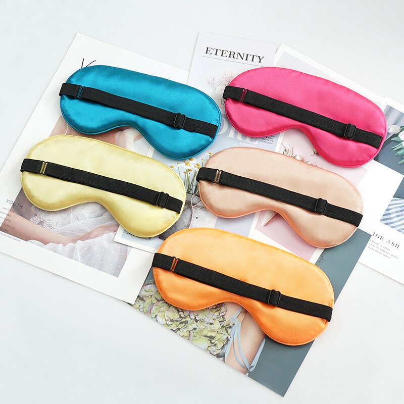 1Pc Faux Silk Eyeshade Sleeping Eye Mask Cover Eyepatch Blindfold Solid Portable Rest Relax Eye Shade Cover Soft Pad